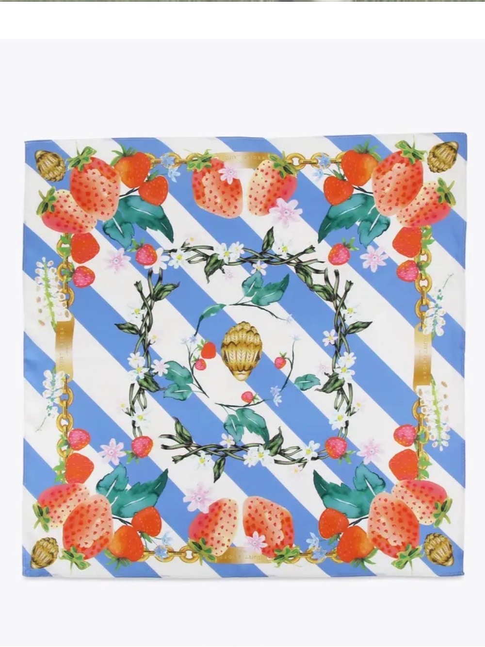 KURT GEIGER LONDON | striped Strawberry Print Silk Scarf